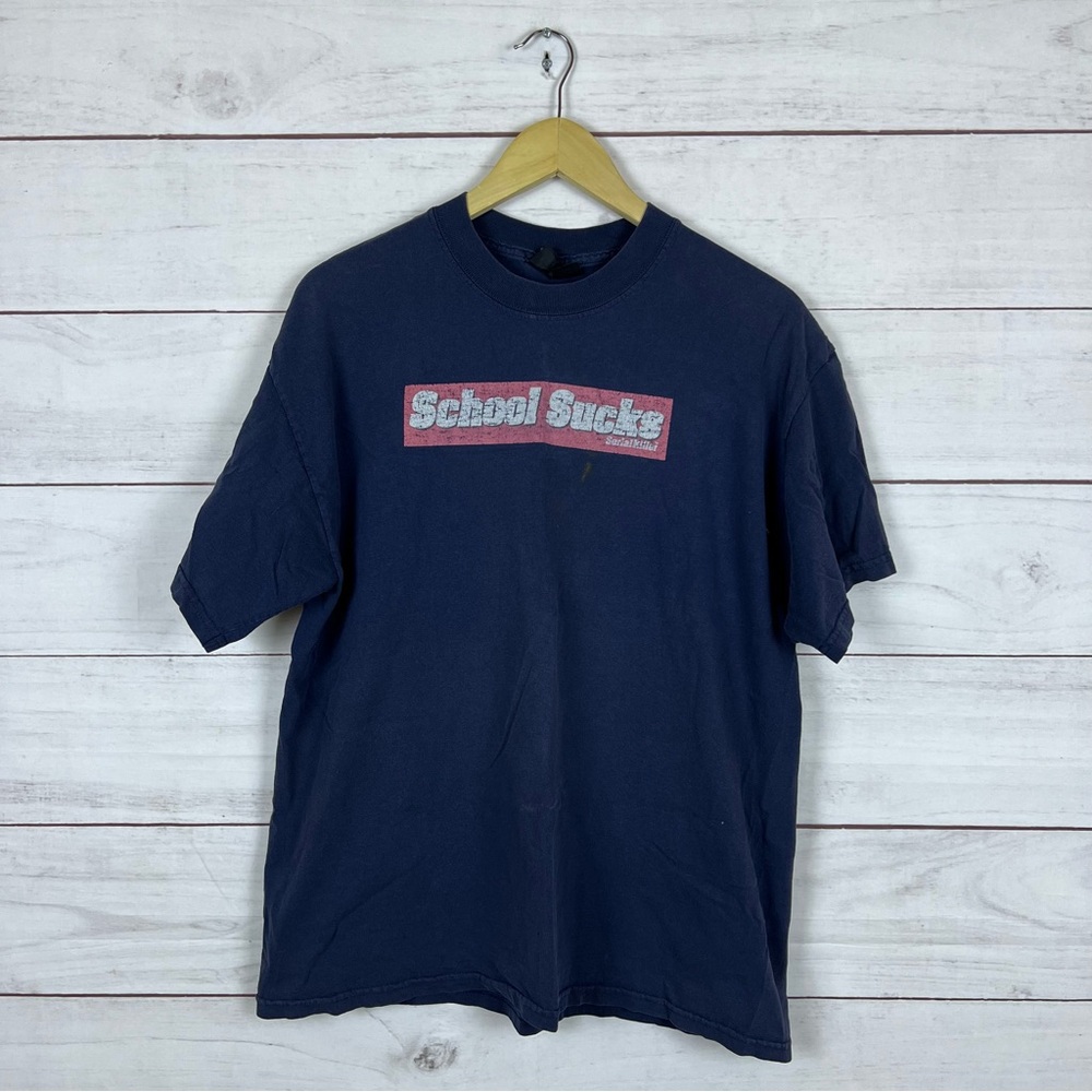 Vintage 90s Serial Killer School Sucks Skate T-Shirt Large